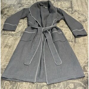 SEYANTE Waffle Shawl Collar Robe Gray Sz Small Women's